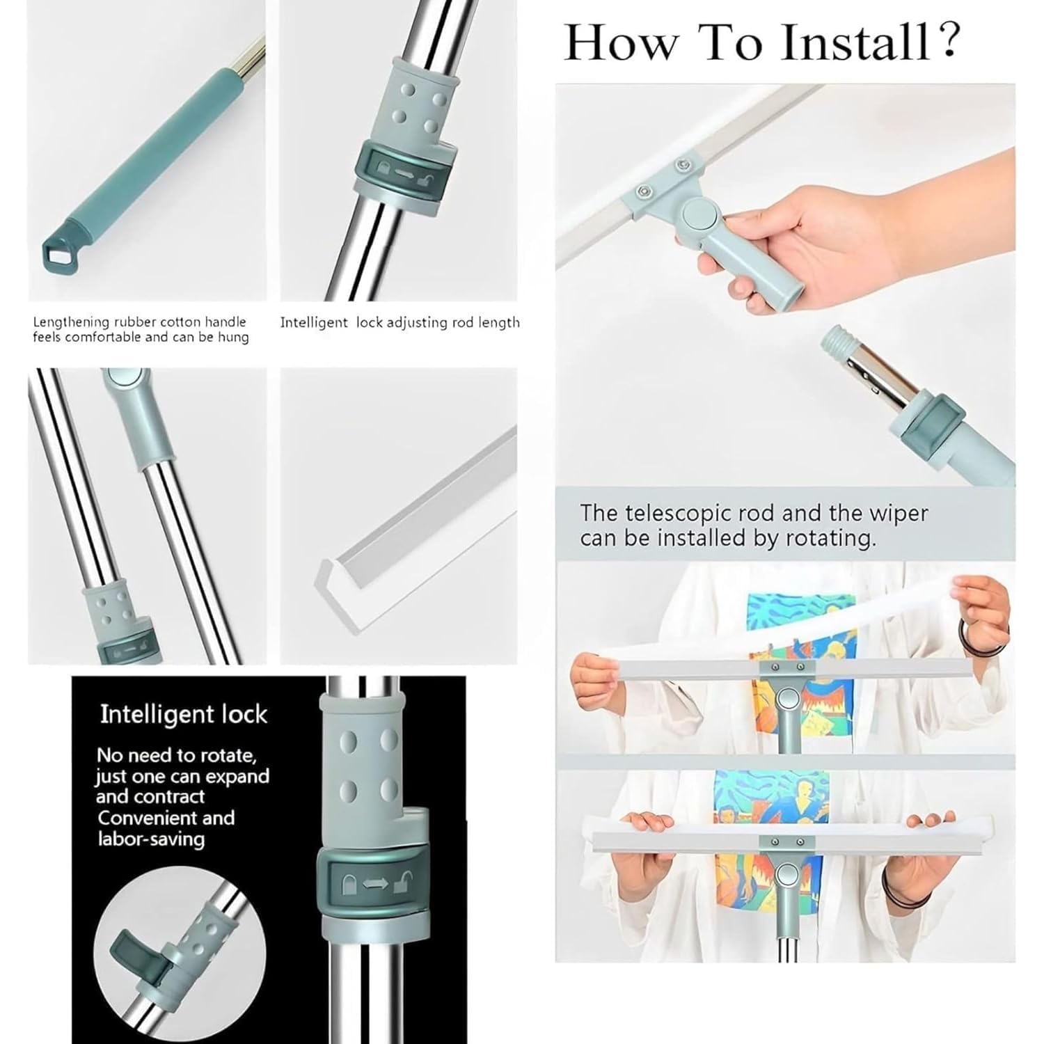 Multifunctional Silicone Wiper Mop with Extendable Handle